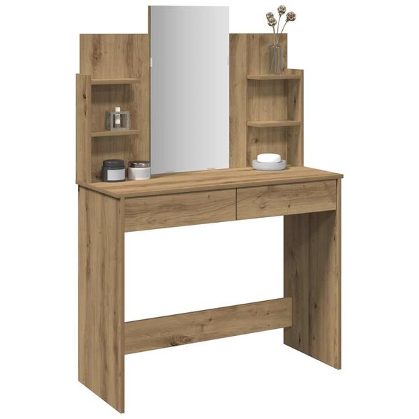 vidaXL Dressing Table with Mirror Artisan Oak 96x39x142 cm