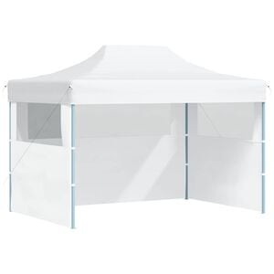 vidaXL Professional Folding Party Tent with 3 Sidewalls White