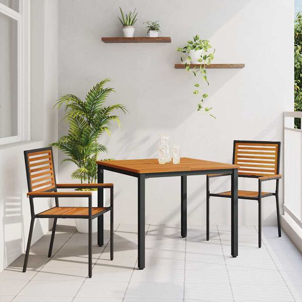 vidaXL Garden Dining Set 3 pcs Black and Brown Poly Rattan