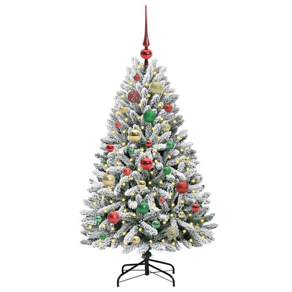 vidaXL Artificial Christmas Tree Green and White 120 cm PVC and Metal