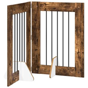 vidaXL Foldable Dog Gate with Stands 2 pcs Smoked Oak 120.5 cm