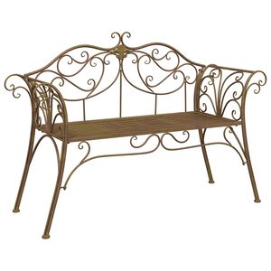 vidaXL Garden Bench 2-Seater 130 x 47 x 90 cm Steel Antique Brown