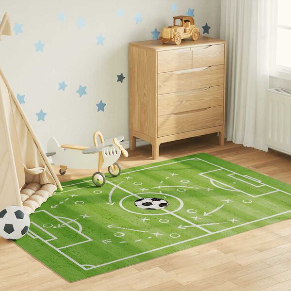vidaXL Kids' Rug Green 160x230 cm Football Field Washable