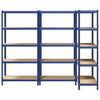 vidaXL 5-Layer Storage Shelves 3 pcs Blue Steel&Engineered Wood