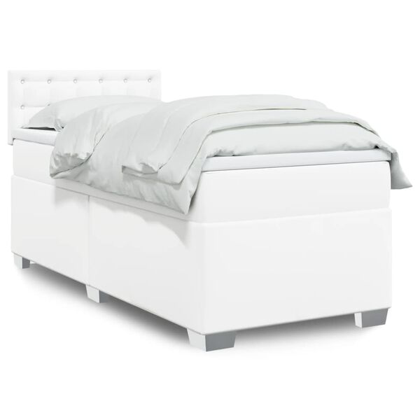 vidaXL Box Spring Bed with Mattress White 80x200 cm Faux Leather