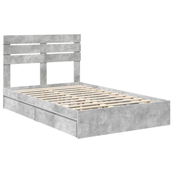 vidaXL Storage Bed Concrete Grey 135 x 190 cm Engineered Wood
