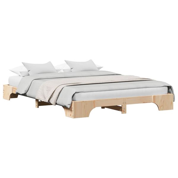 vidaXL Bed Frame Natural 140 x 200 cm Solid Pine Wood