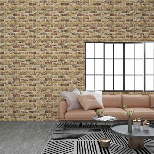 vidaXL 3D Wall Panels with Dark Sand Brick Design 10 pcs EPS