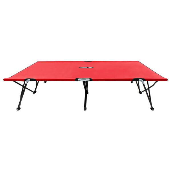 vidaXL Two Person Folding Sun Lounger Red Steel