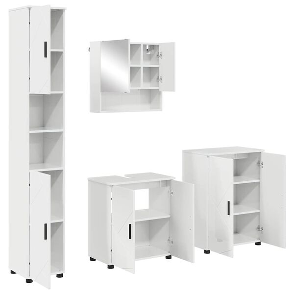 vidaXL Bathroom Furniture Set Wall-mounted 4 pcs High Gloss White