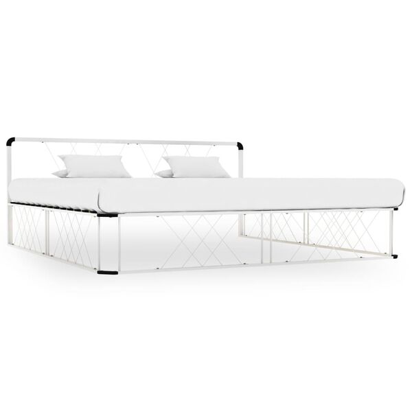 vidaXL Bed Frame without Mattress White Metal 180x200 cm Super King
