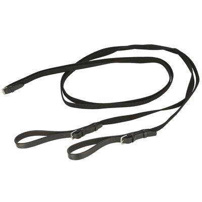 Covalliero Web Draw Reins with Soft Leather Loops Black
