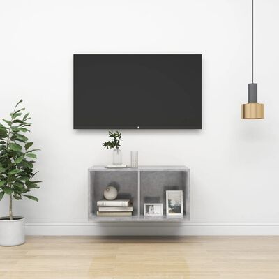 vidaXL Wall-mounted TV Cabinet Concrete Grey 37x37x72 cm Engineered Wood