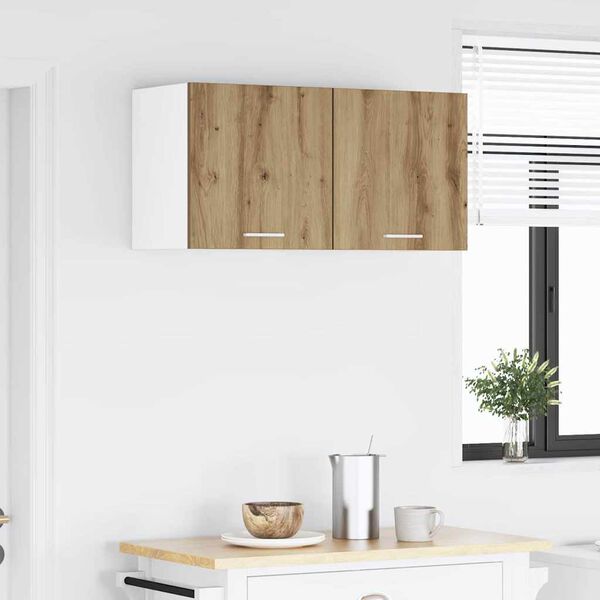 vidaXL Hanging Cabinet with Door Artisan Oak and White 40 x 31 x 40 cm