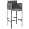 vidaXL Bar Stools with Cushions 2 pcs Grey Poly Rattan