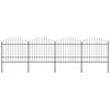 vidaXL Garden Fence with Spear Top Steel 714.5x175 cm Black