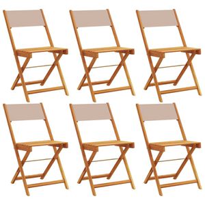 vidaXL Folding Garden Chairs 6 pcs Taupe Fabric and Solid Wood