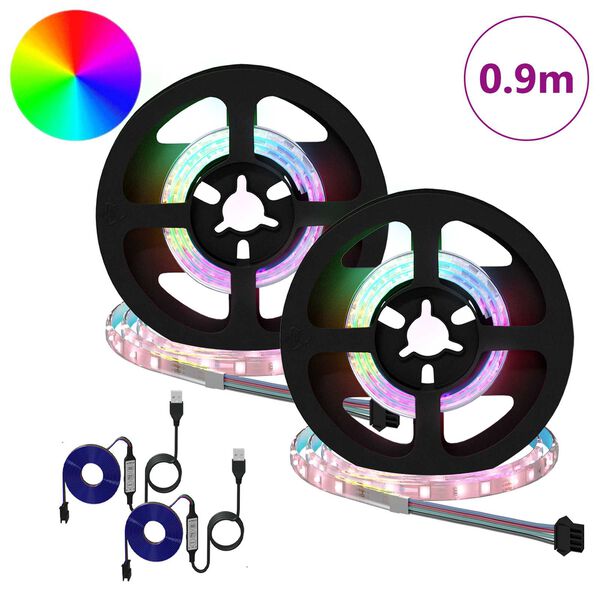 vidaXL LED Strip 4 pcs Black and Transparent 45 x 0.8 x 0.3 cm