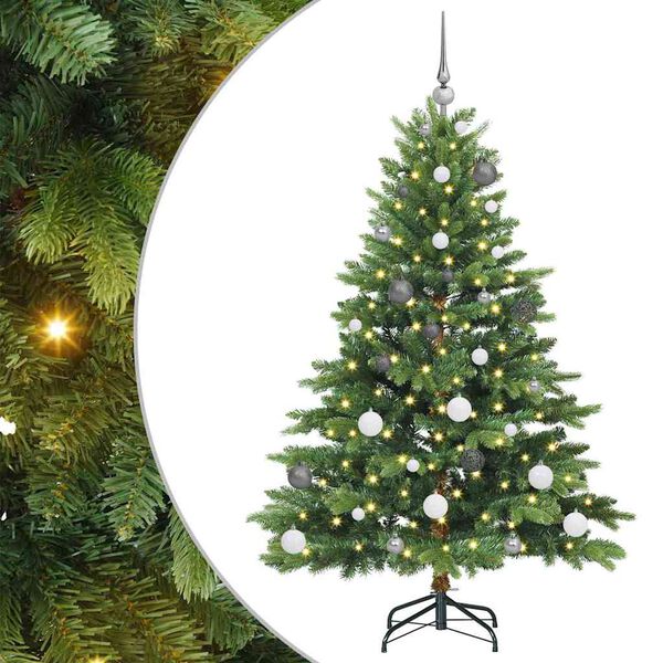 vidaXL Artificial Christmas Tree with 150 LEDs Green 150 cm PE and PVC