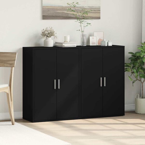 vidaXL Sideboards 2 pcs Black 60x31x84 cm Engineered Wood