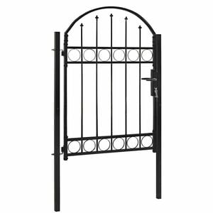 vidaXL Fence Gate ASSEN with Arched Top Steel 100x125 cm Black