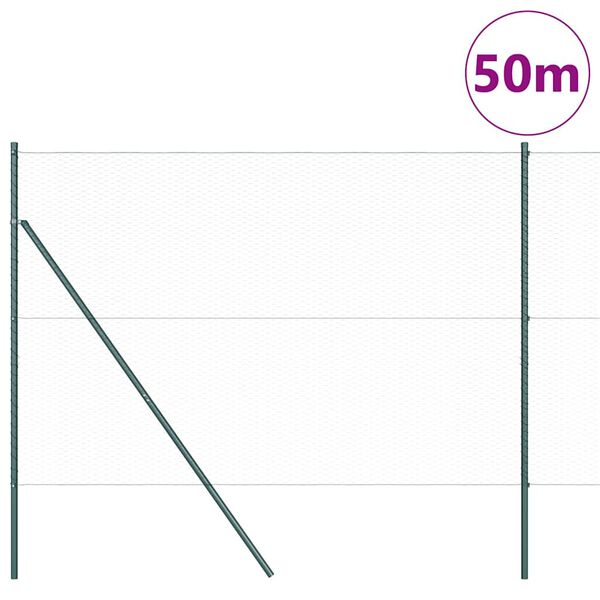 vidaXL Fence Post Green 50 x 1.6 m (25 mm mesh) Steel and PVC