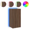 vidaXL TV Wall Cabinet with LED Lights Brown Oak 40.5x35x80 cm