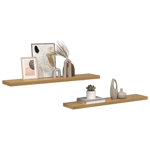 vidaXL Wall Shelf 2 pcs Brown 120 x 23.5 x 4 cm Engineered Wood