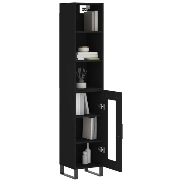 vidaXL Highboard Black 34.5x34x180 cm Engineered Wood