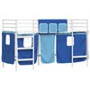 vidaXL Kids'Loft Bed Frame with Curtains White and Blue 99.5 x 190 cm