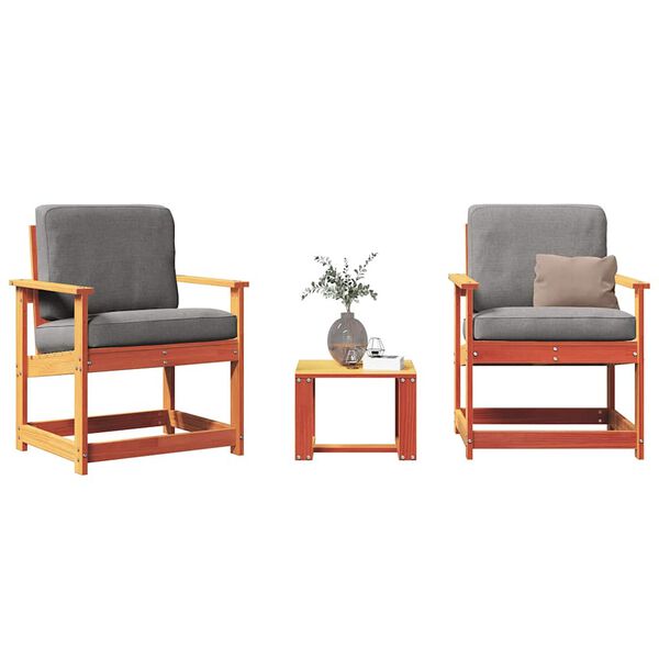 vidaXL 3 Piece Garden Lounge Set Wax Brown Solid Wood Pine