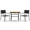vidaXL 3 Piece Outdoor Dining Set Poly Rattan Black