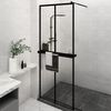 vidaXL Walk-in Shower Wall with Shelf Black 80x195 cm ESG Glass&Aluminium
