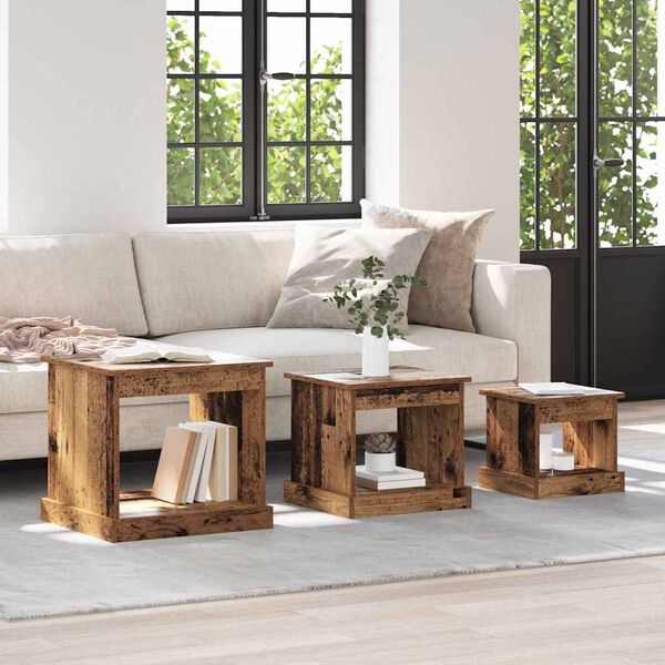 vidaXL Coffee Table 3 pcs Old Wood Engineered Wood