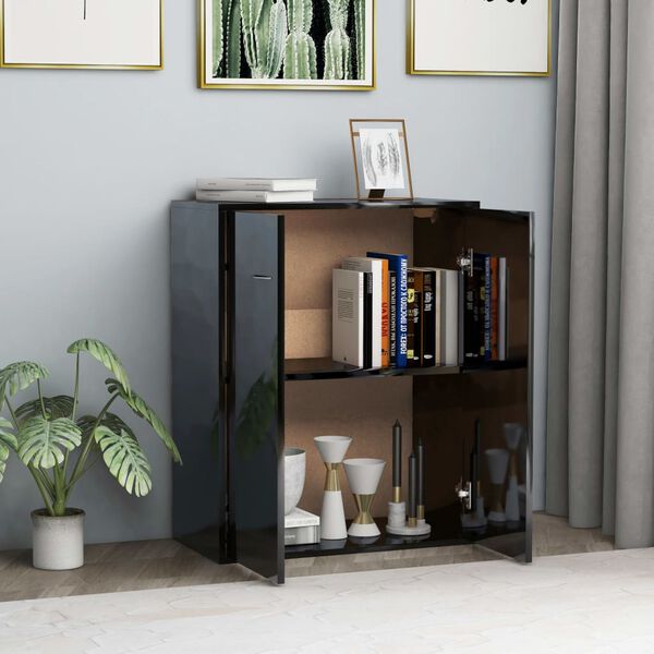 vidaXL Sideboard High Gloss Black 60x30x75 cm Engineered Wood