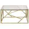 vidaXL Coffee Table Gold Stainless Steel and Tempered Glass