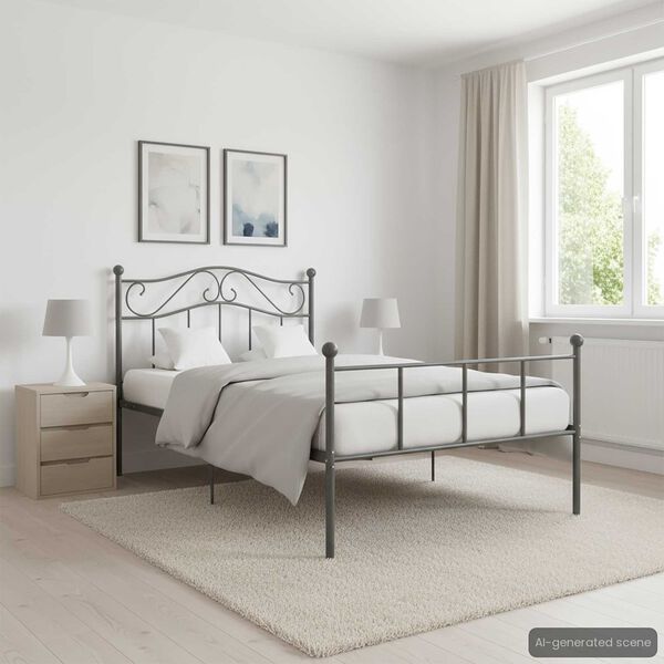 vidaXL Bed Frame without Mattress Grey Metal 100x200 cm