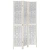 vidaXL Room Divider 3 Panels White Solid Wood Paulownia