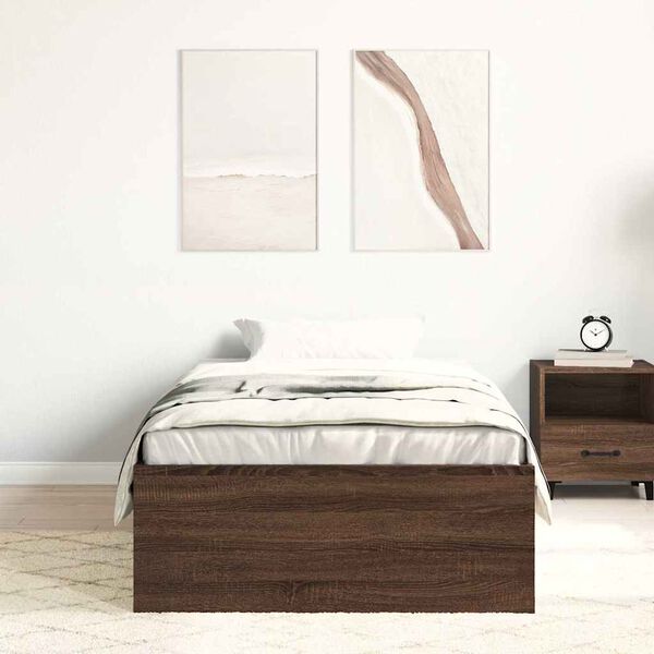 vidaXL Bed Frame without Mattress Brown Oak 90x190 cm Single