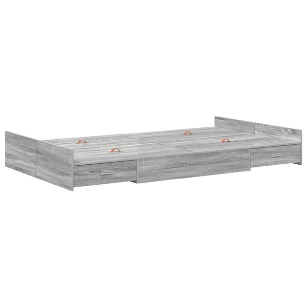 vidaXL Storage Bed Frame Grey Sonoma 120 x 190 cm Engineered Wood