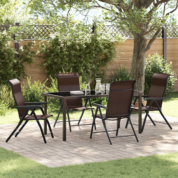 vidaXL Garden Dining Set 5 pcs Brown Powder-Coated Steel