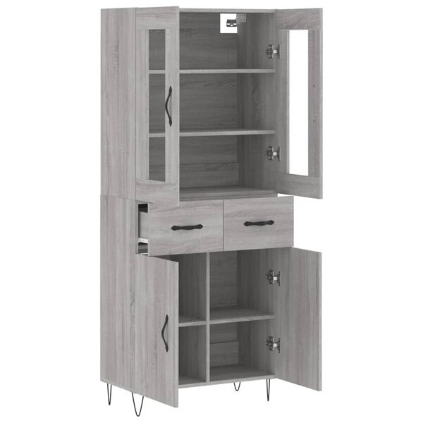 vidaXL Highboard Grey Sonoma 69.5x34x180 cm Engineered Wood