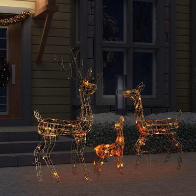 vidaXL Acrylic Reindeer Family Christmas Decoration 300 LED Colourful