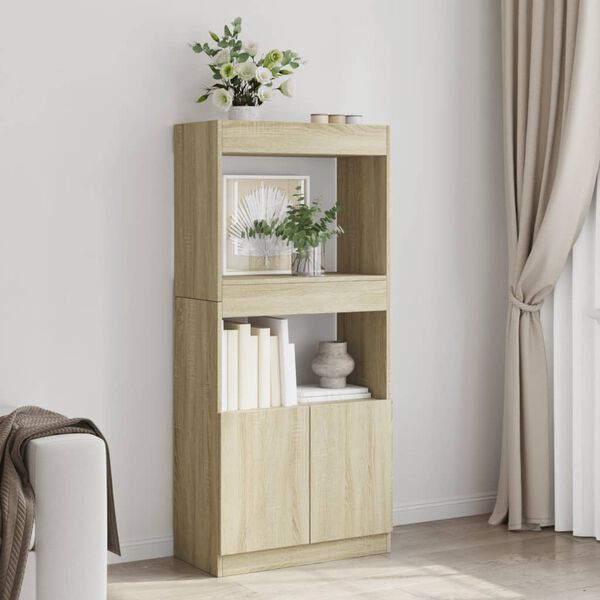 vidaXL Highboard Sonoma Oak 63x33x140 cm Engineered Wood