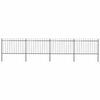 vidaXL Garden Fence with Spear Top Steel 714.5x120 cm Black