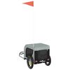 vidaXL Pet Bike Trailer Grey and Black Oxford Fabric and Iron