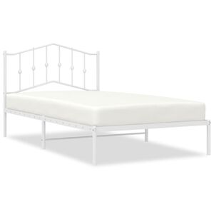 vidaXL Metal Bed Frame without Mattress with Headboard White 107x203cm