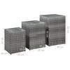 vidaXL Side Tables 3 pcs with Glass Top Grey Poly Rattan