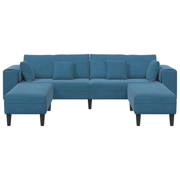 vidaXL Sofa with Cushion 3 pcs Blue Velvet