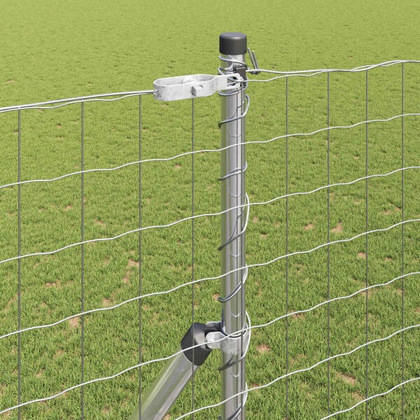 vidaXL Fence with Post Silver 1.6 x 10 m Steel and PVC